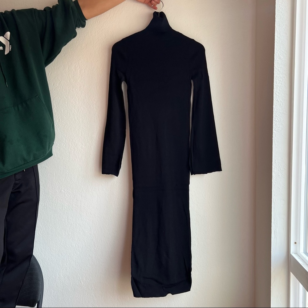 Zara Knit Black Midi Turtleneck Dress size Small